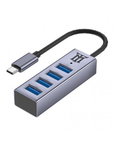 Hub usb tipo c maillon premium 4 x usb 3.2 plata