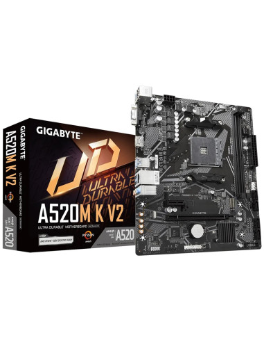 Placa base gigabyte a520m k v2 am4 m - atx -  2 x ddr4 -  4 x usb 3.2 -  2 x usb 2.0 -  1 x hdmi -  1 x d - sub -  1 x ps - 2