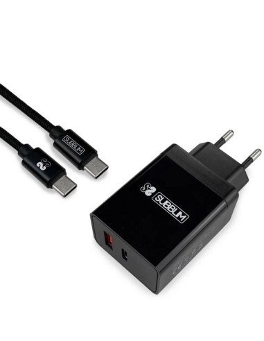 Cargador subblim 18w usb tipo a - usb tipo c + cable usb tipo c