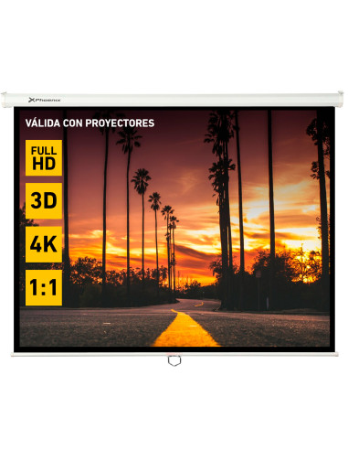 Pantalla manual videoproyector pared y techo phoenix 169´´ ratio: 1:1 - 4:3 - 16:9 -   3m x 3m posicion ajustable - carcasa b