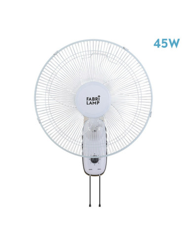 Ventilador pared cudo blanco 3 vel. 45w oscilante 5 aspas transp. 53x43x30 cm