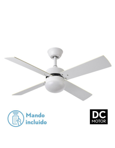 Ventilador dc sofia 2xe27 blanco 4 aspas rev.blanca - haya 40x107d c - remoto temporizador