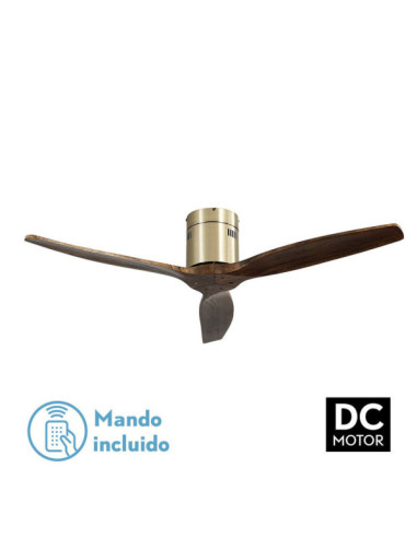 Ventilador dc aguilon cuero 3 aspas roble 5 velocidades sin luz remoto y temporiz.132d