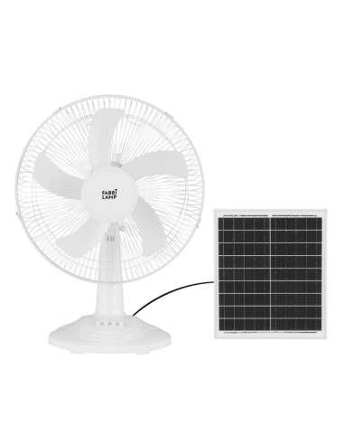 Ventilador dc sobremesa solar abanico blanco 20w 3velocidades 5 asp.blancas 63x43x30 -5cm 4 -20m de cable