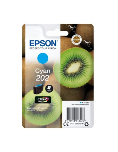 Cartucho tinta epson c13t02f24010 singlepack cian 202 claria premium ink xp - 6000 - xp - 6005 - kiwi