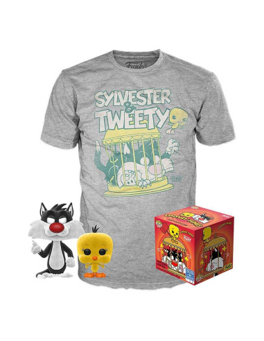 Funko pop looney tunes silvestre & piolin version terciopelo 50755 + camiseta talla m