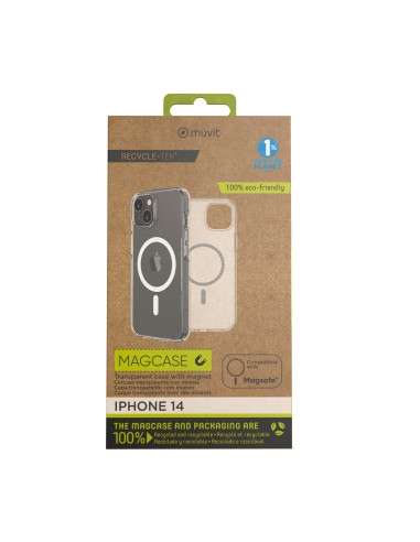 Funda muvit recycletek magsafe para apple iphone 14 transparente