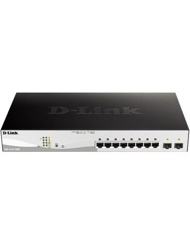 Switch d - link 10 puertos gestionable 8 gigabit ethernet 10 - 100 - 100 poe 2 sfp