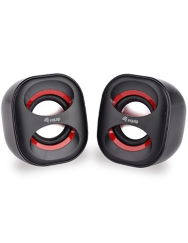 Altavoces 2.0 equip life mini 6w rms color negro y rojo jack 3.5pulgadas alimetancion usb