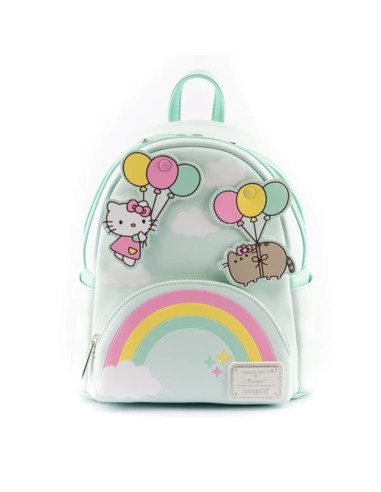 Mochila loungefly pusheen x hello kitty globos y arco iris