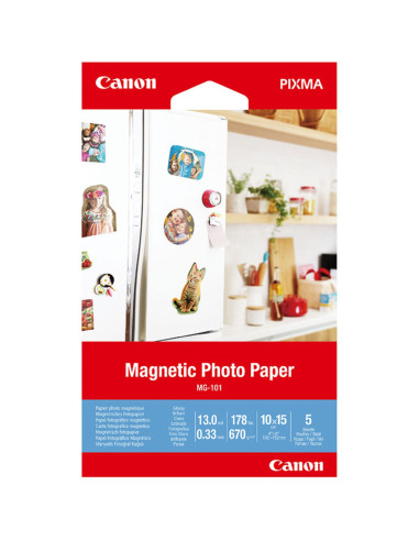 Papel canon foto magnetico mg - 101 3634c002 a6 10x15 -  5 hojas