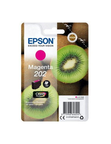 Cartucho tinta epson c13t02f34010 singlepack magenta 202 claria premium ink xp - 6000 - xp - 6005 - kiwi