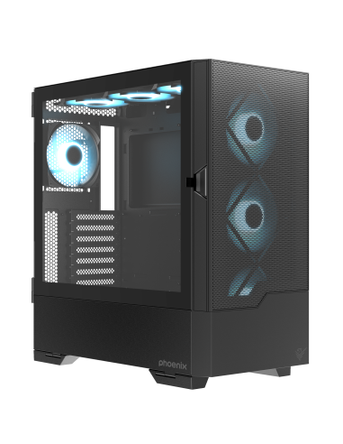 Caja gaming phoenix ember atx doble cristal templado con soporte para gpu