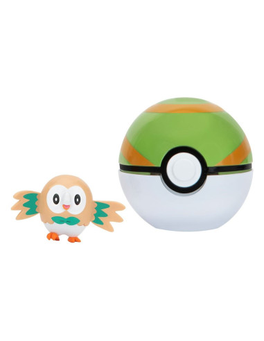 Pokeball jazwares pokemon clip 'n' go rowlet + nest ball