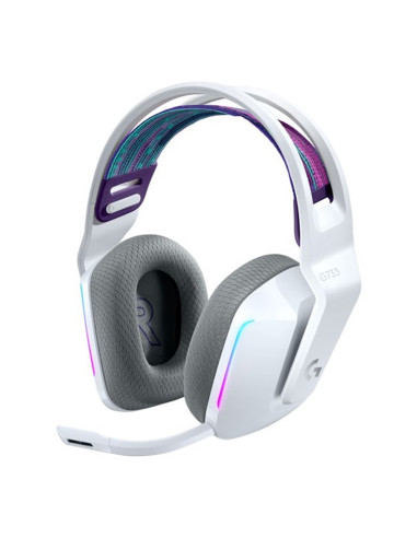 Auricular con microfono logitech g g733 gaming wireless inalambrico blanco