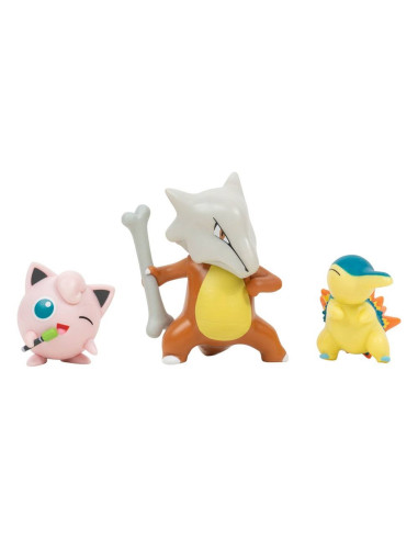 Pack de 3 figuras jazwares pokemon batalla cyndaquil jigglypuff 1 y marowak