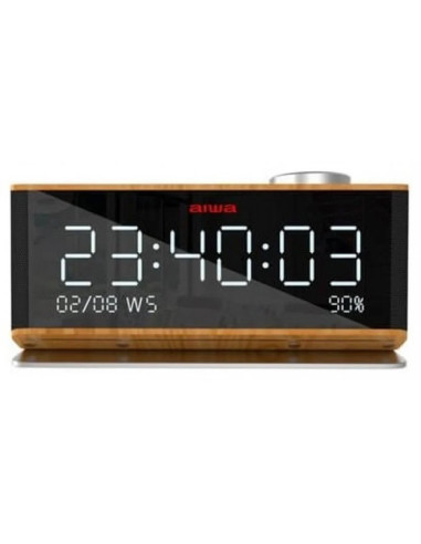 Radio reloj despertador aiwa cr - 90bt bluetooth madera