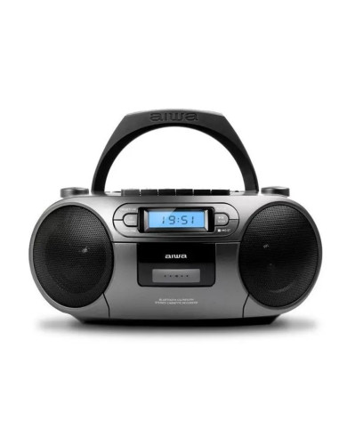 Radio cd - cassette portatil aiwa bbtc - 550 6w rms usb bluetooth plata