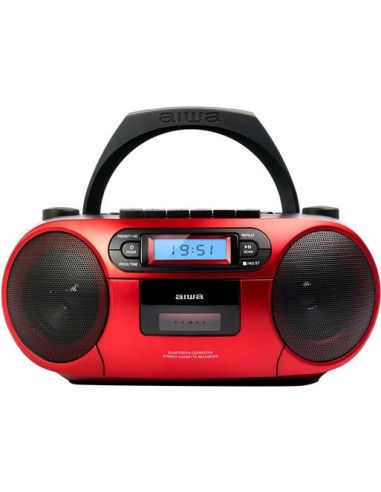 Radio cd - cassette portatil aiwa bbtc - 550 6w rms usb bluetooth rojo