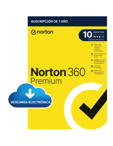 Antivirus norton 360 premium 75gb español 1 usuario 10 dispositivos 1 año esd electronica drmkey gum