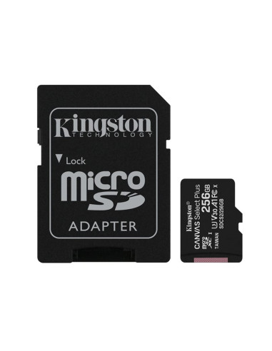 Tarjeta memoria micro secure digital sd hc 256gb kingston canvas select plus clase 10 uhs - 1 + adaptador sd