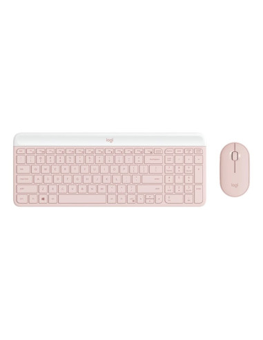 Teclado + mouse logitech mk470 wireless inalambrico rosado