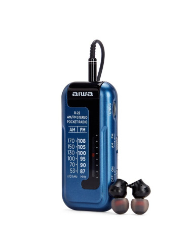 Radio de bolsillo aiwa mini pocket radio am - fm r - 22 azul