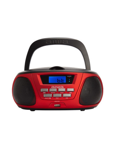 Radio cd - cassette portatil aiwa bbtu - 300bl 5w rms usb bluetooth rojo