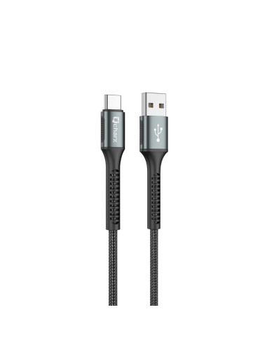 Cable qcharx prague usb a tipo c 3a - 1 m - aleación de aluminio negro cordón de tela suave