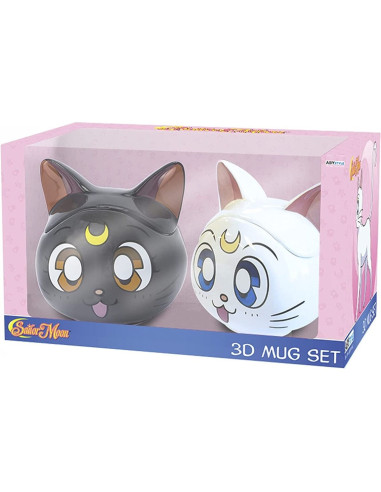 Pack tazas 2 unidades taza 3d sailor moon luna & artemis