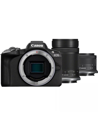 Camara reflex canon eos r50 bk + rf - s 18 - 45 is stm+rf - s 55 - 210 is stm 24.2mpx negro