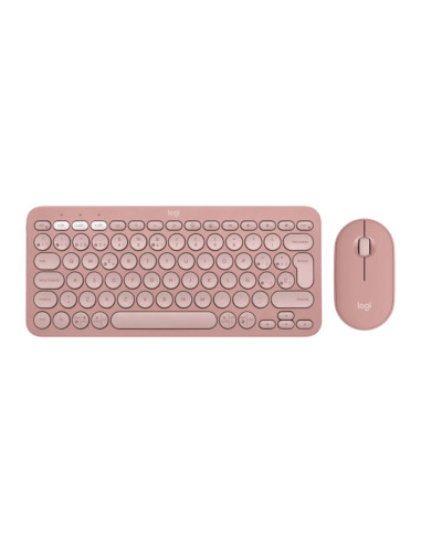 Teclado + mouse logitech pebble 2 combo inalambrico rosa