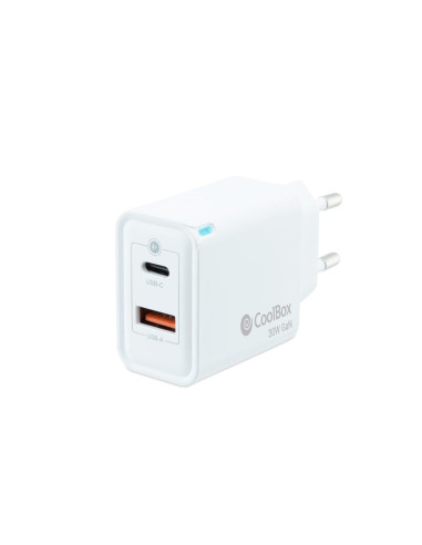 Cargador usb de pared coolbox 30w usb tipo a - usb tipo c