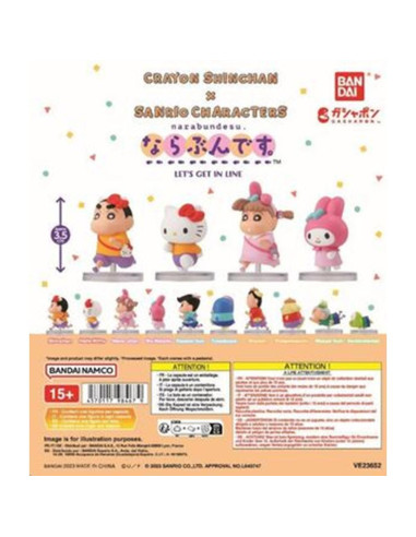 Surtido bandai gashapon shinchan x sanrio let s get in line 30 articulos