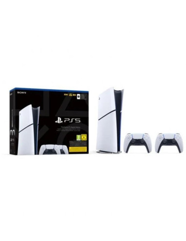 Consola ps5 sony playstation 5 digital slim 1tb chasis d + 2 dualsense