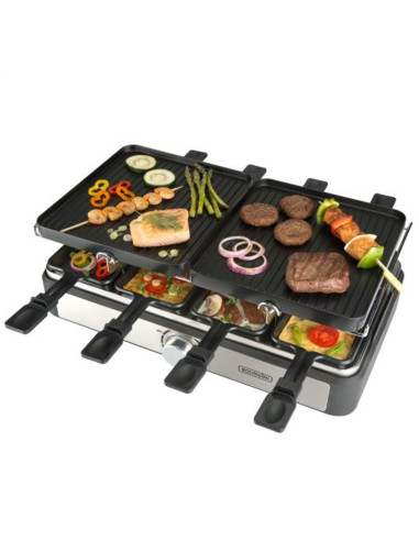 Plancha de asar bourgini gourmette raclette grill plus 1400w 8 personas 23x42cm