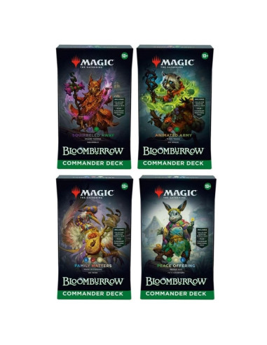 Juego de cartas magic the gathering: bloomburrow commander decks 4 unidades inglés