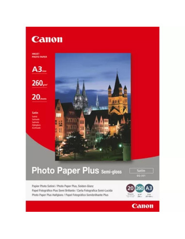 Papel fotografico semibrillante para inyeccion tinta canon sg - 201 a3 -  20 hojas