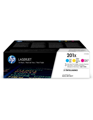 Hp laserjet pro m252n 201x pack 3 toner alta capacidad cyan - magenta - yellow