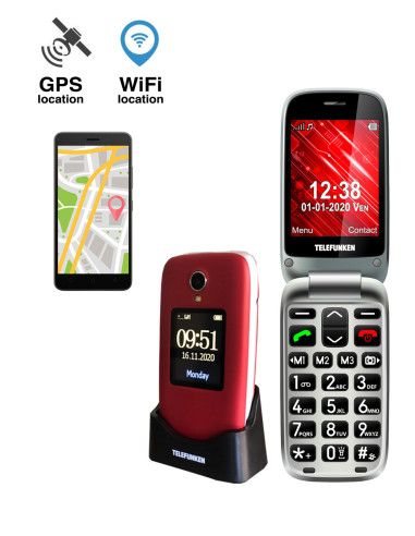 Telefono movil telefunken s560 senior phone - 2g - gps - 2.8pulgadas - rojo