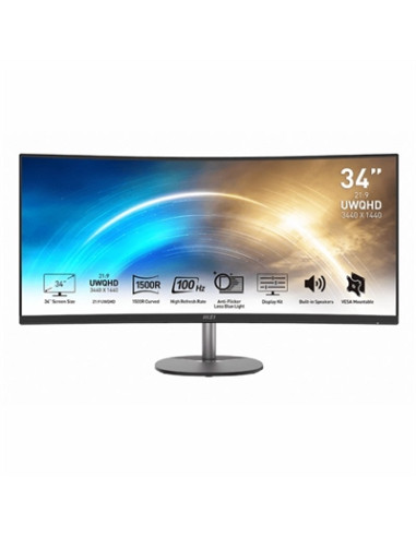 Monitor led 34pulgadas msi mp341cq dp hdmi mm curvo uwqhd 100 panoramico 21:9