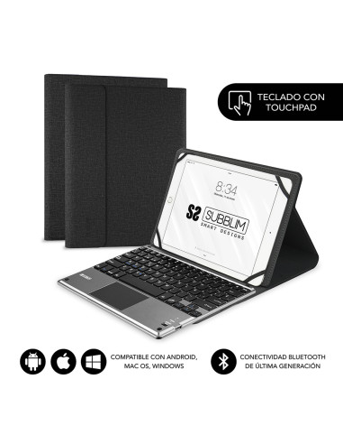 Funda + teclado subblim keytab pro para tablet 9.6pulgadas - 11pulgadas negro