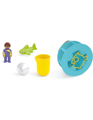 Playmobil junior aqua: rueda de agua con bebé tiburón