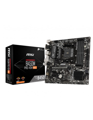 Placa base msi amd b450m pro - vdh max socket am4 - ddr4 x4 - 2666mhz - max 64gb - d - sub - dvi - d - hdmi - matx