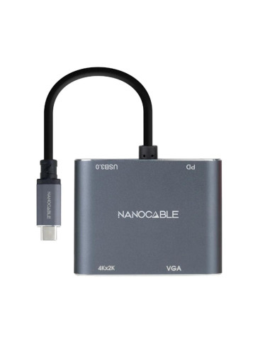 Conversor nanocable  usb tipo c a vga - hdmi - pd - usb 3.0 - 0.15m - macho - hembra - gris