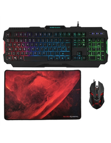 Kit teclado + mouse raton mars gaming mcp118 alfombrilla rainbow