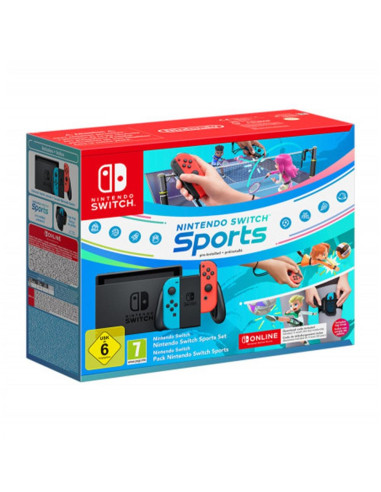 Consola nintendo switch azul neon - rojo neon + nintendo switch sports + 12 meses nintendo switch online