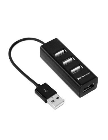 Hub usb portatil phoenix 4 puertos usb 2.0 cable conector usb flexible diseño compacto