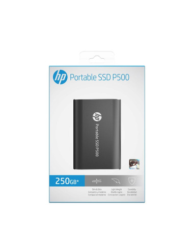 Disco duro externo ssd hp p500 250gb usb tipo c negro