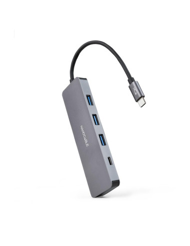 Hub nanocable usb - c a 3xusb3.0 - h + 1xusb - c - h aluminio 10 cm - gris